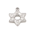 Engraved silver hexagram star pendant made of stainless steel for DIY jewelry making - Silver