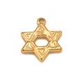 Golden stainless steel Star of David pendant with embossed texture and hollow center design - Gold