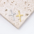 Ciondoli a croce in acciaio inossidabile oro e argento con motivi a righe testurizzati - Oro / Stile Trama Parallela (Stile 3)