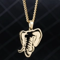 Collier avec pendentif éléphant en acier inoxydable doré découpé au laser et chaîne torsadée - Éléphant Couleur Or Chaîne Gourmette