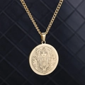 Ancient Egyptian pharaoh gold necklace with laser-engraved sunburst pendant - Gold Necklace