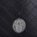 Matte black Egyptian pharaoh pendant necklace with Ankh and Anubis icons - Black Necklace