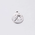 Polished stainless steel round magic wand star pendant with circular cutouts - Steel