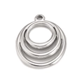 Three nested silver stainless steel geometric circular rings pendant for DIY jewelry making - Silver