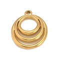 Golden triple concentric circle pendant with smooth mirror finish and hanging hole - Gold