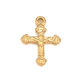 Ciondolo crocifisso dorato lucido con intagli a cuore e rilievo di Gesù Cristo - Oro