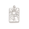 Silver rectangular pendant with hammered texture and 3D starburst design in stainless steel - Silver