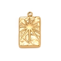 Minimalist 18K gold plated rectangular pendant with 3D starburst and hammered texture - Gold