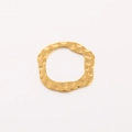 Irregular round hammered golden pendant with hollow design for DIY jewelry making - Gold