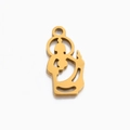 Golden hollow Jesus pendant in polished stainless steel for DIY jewelry making - Gold