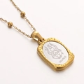 Golden Taurus zodiac pendant necklace with hammered texture and mirror finish engraving - 2-Taurus / 45cm