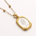 Golden Gemini zodiac pendant necklace with beaded chain and engraved mirror finish - 3-Gemini / 45cm