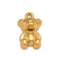 Polished golden stainless steel 3D teddy bear pendant with a bowtie for DIY jewelry - Gold, Large
