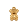 3D golden teddy bear pendant with bowtie detail and hanging loop for DIY necklaces - Gold, Small