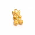 Polished 3D teddy bear charm in golden stainless steel with a metallic mirror finish - Gold