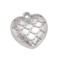Silver heart pendant featuring textured dragon scale pattern for DIY jewelry making - Silver