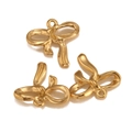 Set de tres colgantes de lazo dorado en acero inoxidable pulido para accesorios de joyería DIY - Dorado