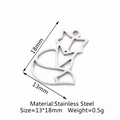 Ciondolo a forma di volpe in acciaio inossidabile lucido, misura 13x18mm - Volpe Argentata(DY701-1)