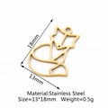 Ciondolo a volpe vuota dorata in acciaio inossidabile con design minimal 13x18mm - Volpe Dorata(DY701-2)