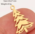 Close-up of a 13x17mm gold hollow Christmas tree pendant charm for DIY jewelry making - Gold Hollow Christmas Tree (DY1242--2)