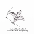 Ciondolo geometrico traforato razza in acciaio inossidabile argento 18x21mm per gioielli - Manta Argentata (DY705-1)