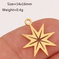 Close-up of golden stainless steel star pendant measuring 14x16mm for DIY jewelry making - Gold Hollow Star (DY1239--2)