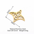 Ciondolo razza manta in acciaio inossidabile dorato geometrico traforato 18x21mm - Manta Dorata (DY705-2)