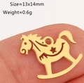 Macro shot of a 13x14mm gold rocking horse pendant charm for DIY jewelry making - Gold Hollow Rocking Horse (DY1238--2)