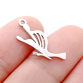 Polished silver stainless steel bird silhouette pendant for DIY necklace making - Steel Color Hollow Bird (DY751-1)