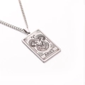Silver Aries zodiac pendant necklace with engraved ram head in stainless steel - Aries / Steel