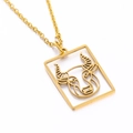 Gouden roestvrijstalen Taurus-ketting met rechthoekige holle stier-hanger - Stier - 45 cm