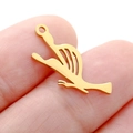 Golden stainless steel spiral leaf pendant for DIY jewelry making and necklaces - Gold Color Hollow Bird (DY751-2)