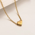 Collar con colgante de corazón dorado con letra H y cadena de eslabones pulidos - Letra H-45cm