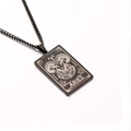 Matte black stainless steel Aries zodiac tarot pendant necklace with a fine chain link - Aries / Black