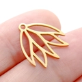 Golden stainless steel spiral hollow leaf pendant for DIY jewelry making earrings - Gold Color 5-Lobe Leaf (DY752-2)