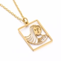 Gouden zodiac ketting met hol portret hanger aan een fijne roestvrijstalen ketting - Maagd - 45 cm