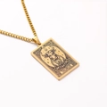 Golden Taurus zodiac tarot pendant necklace in vintage stainless steel finish - Taurus / Gold