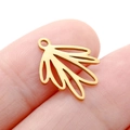 Golden stainless steel spiral hollow leaf charm for DIY jewelry making on fingertip - Gold Color Hollow Fan (DY753-2)