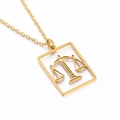 Gouden roestvrijstalen ketting met rechthoekige uitgesneden Weegschaal hanger - Weegschaal - 45 cm
