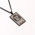 Minimalist black stainless steel Taurus zodiac pendant necklace for men with engraved bull - Taurus / Black