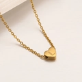 Collar dorado minimalista con colgante de corazón pulido y letra L grabada con estilo - Letra L-45cm