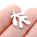 Polished silver spiral leaf charm pendant for DIY necklace and jewelry making - Steel Color Abstract Leaf (DY754-1)