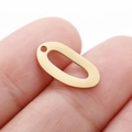 Golden oval hollow leaf pendant in stainless steel for jewelry making with small hanging hole - Hollow Oval (DY765-2)