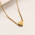 Collar minimalista dorado con colgante de corazón y letra M grabada en acero fino - Letra M-45cm