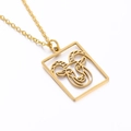 Gold stainless steel necklace featuring a hollow rectangular Aries zodiac pendant - Capricorn - 45cm