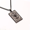Matte black stainless steel Gemini tarot pendant necklace with minimalist chain for men - Gemini / Black