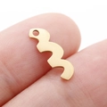 Golden wavy stainless steel leaf charm pendant for DIY necklace or earring jewelry making - M-Shaped Wave (DY766-2)