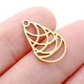 Golden teardrop hollow pendant made of stainless steel with spiral geometric pattern - Gold Color Hollow Teardrop (DY755-2)