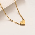 Collar de corazón personalizado en oro con letra P grabada en una cadena fina - Letra P-45cm
