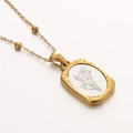 Gouden dierenriem bloemenketting met rechthoekige hanger aan een fijne kralenketting - Maart-Narcis-45cm